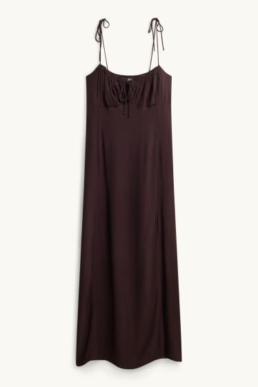 Dames - Jurk - straight fit - donkerbruin