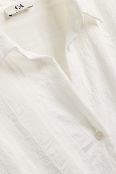Dames - Blouse met knoop in de stof - wit