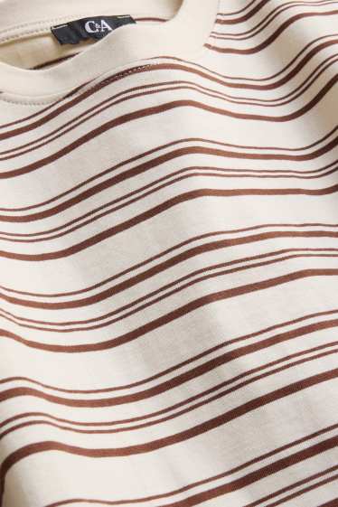 Damen - T-Shirt - Regular Fit - gestreift - beige / braun