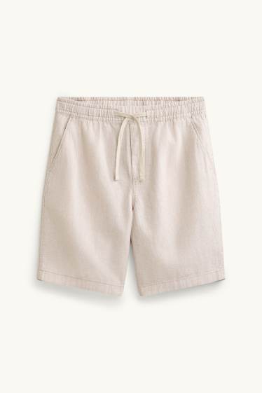 Herren - Shorts - Leinen-Mix - gestreift - beige