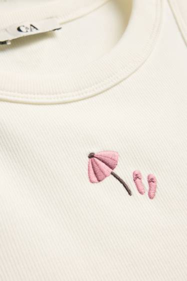 Damen - Top - gerippt - weiß