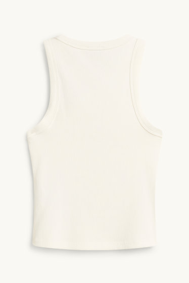 Damen - Top - gerippt - weiß