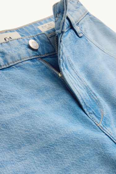 Damen - Jeans-Bermudas - High Waist - hellblau