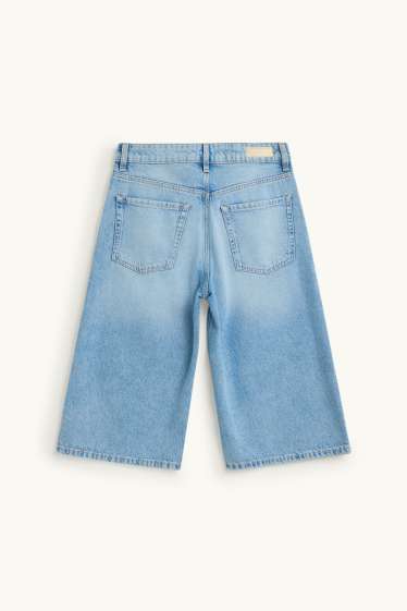Damen - Jeans-Bermudas - High Waist - hellblau