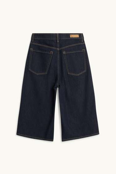 Damen - Jeans-Bermudas - High Waist - dunkeljeansblau