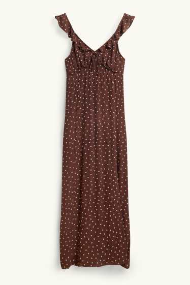 Donna - Vesetito - a pois - tessuto tramato - marrone scuro