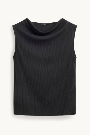 Dames - Top - met structuur - zwart