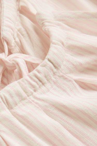 Dames - Blousetop - gestreept - wit / roze