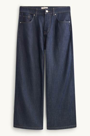 Femmes - Crop wide leg jean - mid waist - jean bleu foncé