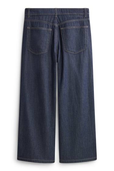 Femmes - Crop wide leg jean - mid waist - jean bleu foncé