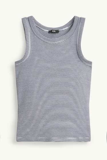 Women - Top - striped - dark blue / white