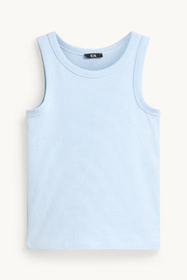 Women - Top - striped - light blue