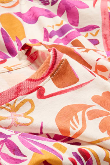 Damen - T-Shirt - Regular Fit - gemustert - rot / beige