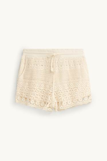 Dames - Gebreide short - beige