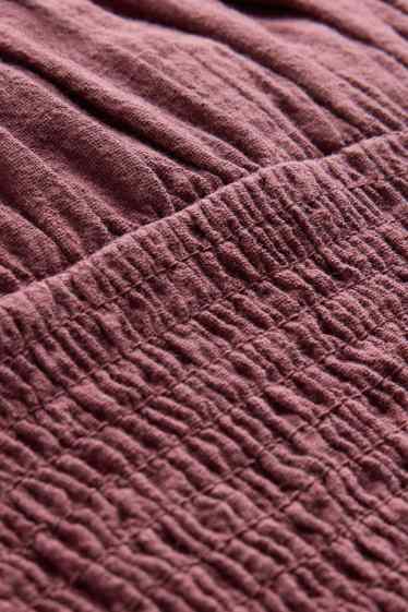 Damen - Blusentop - gesmokt - bordeaux