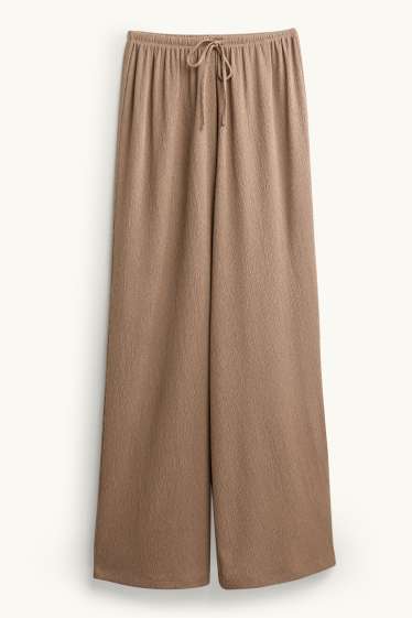 Femei - Pantaloni de stofă - talie medie - palazzo - maro