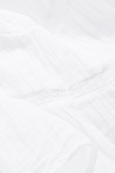 Damen - Blusentop - Broderie Anglaise - weiß