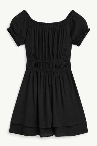 Damen - Fit & Flare Kleid - strukturiert - schwarz