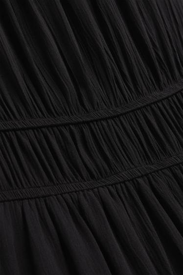 Damen - Fit & Flare Kleid - strukturiert - schwarz