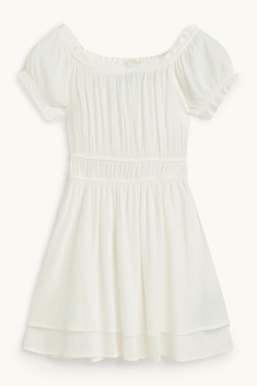 Femei - Rochie fit & flare - structurată - alb
