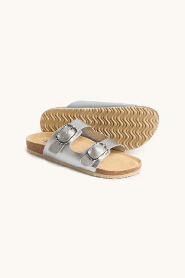 Women - Sandals - faux leather - silver