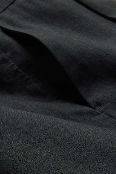 Women - Shorts - mid-rise waist - linen blend - black
