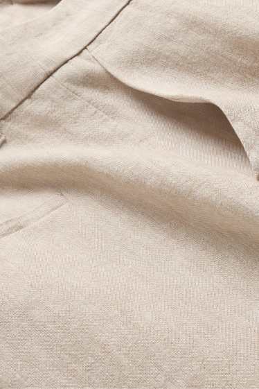 Dámské - Šortky - mid waist - lněná směs - béžová