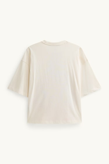 Dona - Samarreta de màniga curta - regular fit - efecte brillant - blanc