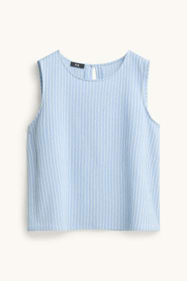 Dámské - Top - pruhovaný - bílá / světle modrá