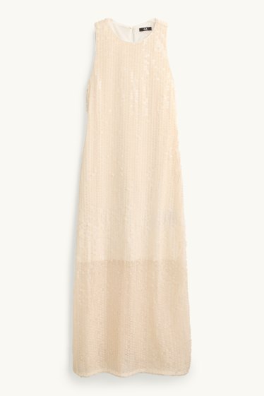 Femmes - Robe à sequins - straight fit - beige