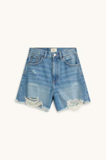 Damen - Jeans-Shorts - High Waist - jeansblau