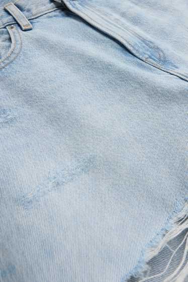 Women - Denim shorts - high waist - denim-light blue