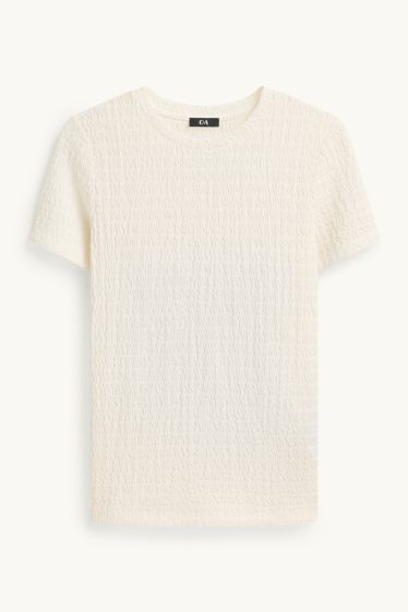 Femei - Tricou - regular fit - structurat - alb