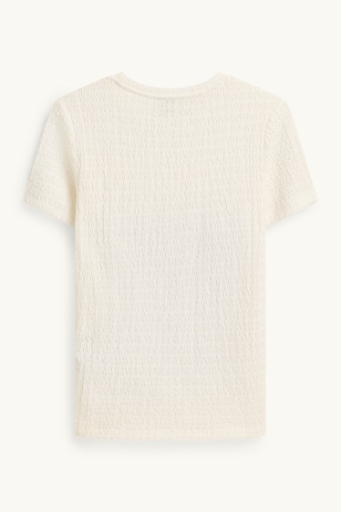 Femei - Tricou - regular fit - structurat - alb
