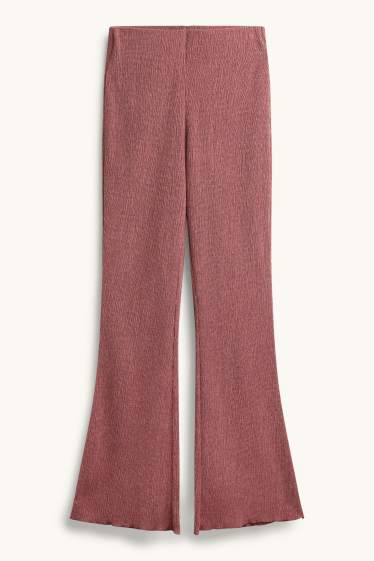 Dona - Pantalons de tela - high waist - flared - vermell