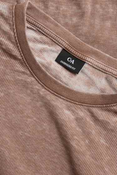 Herren - T-Shirt - Oversized - gerippt - braun