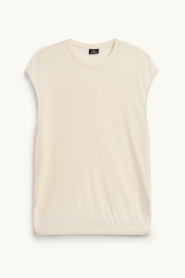 Herren - T-Shirt - Oversized - gerippt - cremeweiss