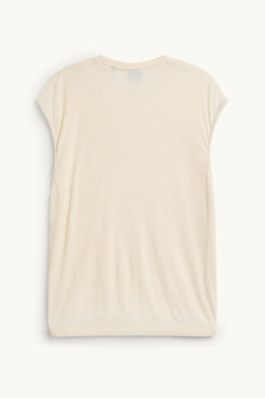 Herren - T-Shirt - Oversized - gerippt - cremeweiss