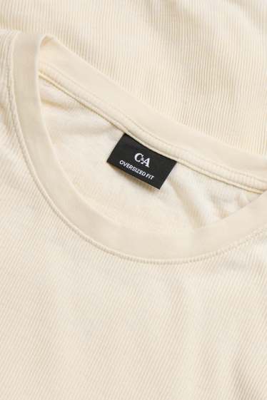 Herren - T-Shirt - Oversized - gerippt - cremeweiss
