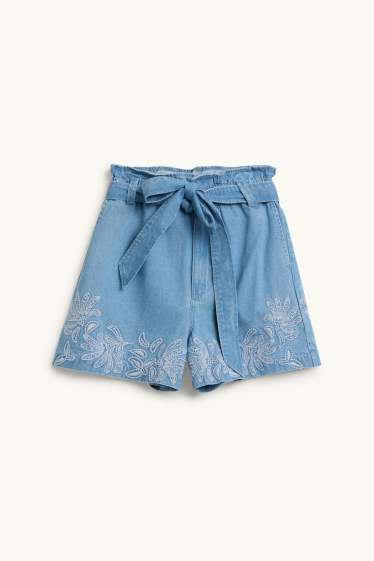 Femmes - Short en jean - high waist - jean bleu