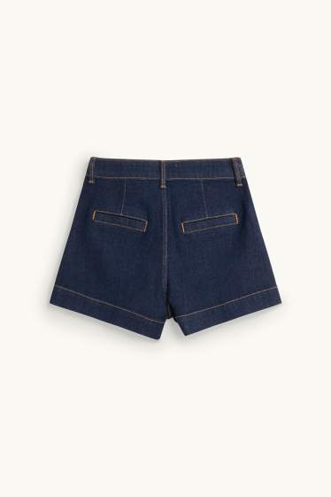 Femei - Pantaloni scurți de blugi - talie înaltă - LYCRA® - denim-albastru închis