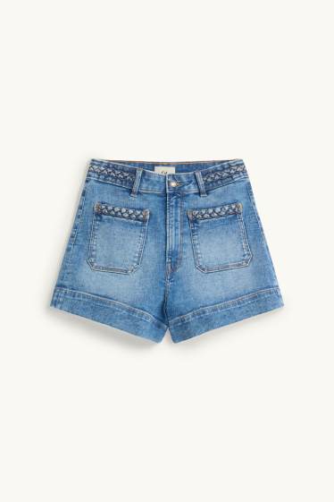 Damen - Jeans-Shorts - High Waist - LYCRA® - jeansblau