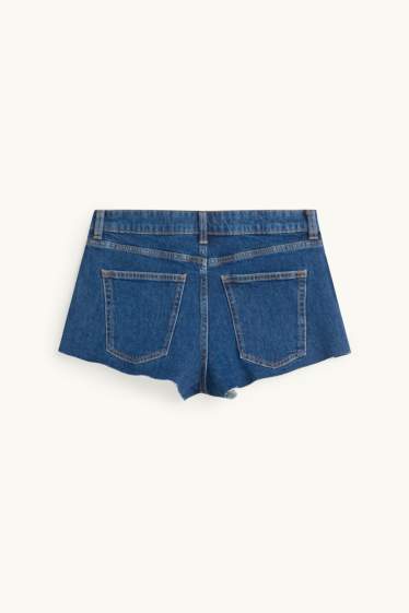 Women - Denim shorts - mid-rise waist - denim-dark blue