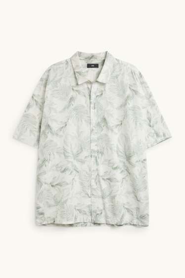 Herren - Hemd - Regular Fit - strukturiert - gemustert - grün / cremeweiss