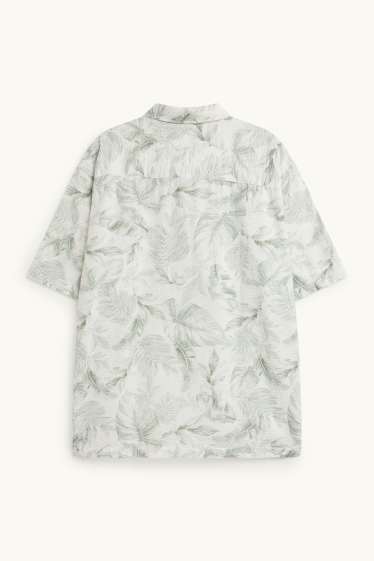 Herren - Hemd - Regular Fit - strukturiert - gemustert - grün / cremeweiss