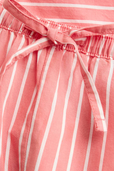 Women - Shorts - mid-rise waist - striped - red / white