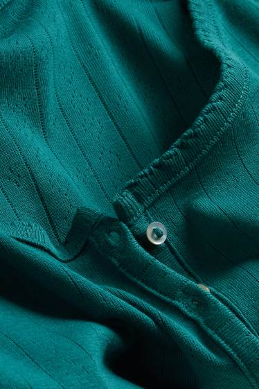 Damen - T-Shirt - Regular Fit - gerippt - dunkelgrün