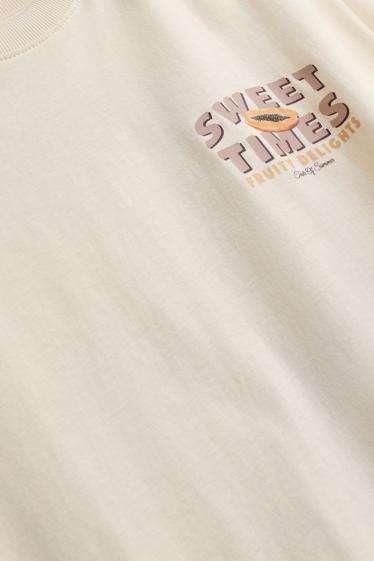 Damen - T-Shirt - Relaxed Fit - cremeweiß