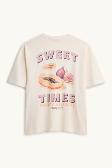 Damen - T-Shirt - Relaxed Fit - cremeweiß