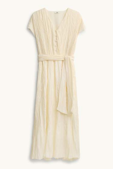 Femmes - Robe à col V - crème